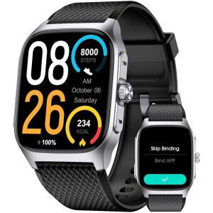 앱/폰 필요 없음, 1.85인치 AMOLED 메탈 워치, 14일 배터리, 수면 트래커, 스텝 카운터, 수영 방수, 전화 걸기/응답, 안드로이드 iOS용 피트니스 트래커 포함