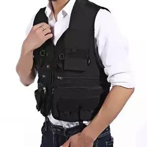 블랙 포켓 조끼 캠핑룩 매쉬조끼 등산조끼 남자조끼 (WFG1P5T)