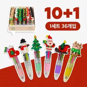 크리스마스 볼펜 36개 세트 미니 4색 볼펜 산타 트리 루돌프 눈사람 썰매 학교 단체 선물