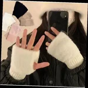 여성 겨울 밍크털 핸드워머 팔토시 장갑 방한 손목 보온 니트 털장갑 화이트 소프트