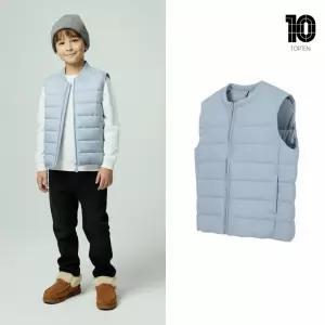 [백화점 출고] 탑텐 키즈 패딩 남아 라이트웜 베이직 경량 베스트 라이트 블루 조끼 숏 자켓 점퍼