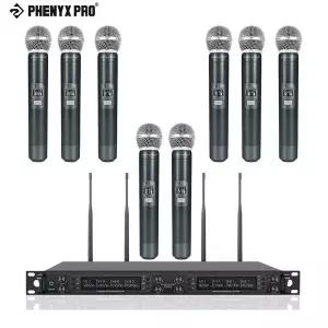 무선 마이크 시스템 Phenyx Pro 8 채널 무선 마이크 세트 금속 핸드 헬드 마이크 8x40 채널 DJ용 자동 스캔