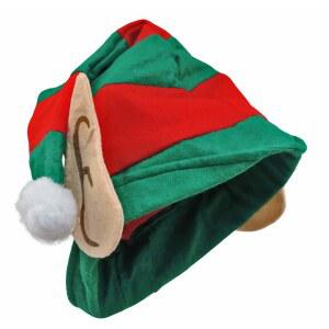 빨간색과 녹색 줄무늬 엘프 산타 모자, 광대 모자, 귀, 크리스마스 파티 장식, 휴일 모자, 성인용 코스프레