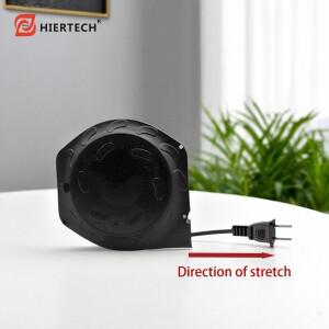 하이테크 블랙 2코어 자동 감김식 전원 코드 릴, 잠금 기능, 당겨서 꺼낼 때 잠김, 다시