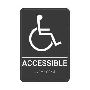 점자가 있는 코스코 ADA 표지판 휠체어 접근 가능 표지판, 흰색 프린트가 검은색 각각 6