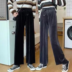 여성 간절기 벨벳 루즈핏 밴딩팬츠 1P 홈웨어 바지밴 여자밴 트레이닝 운동 츄리닝 웨어 고무줄 편한 캐주