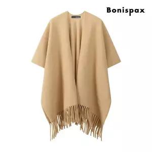 [보니스팍스](대구신세계)프린지 케이프 숄 니트 가디건 (XPBKG009M0)