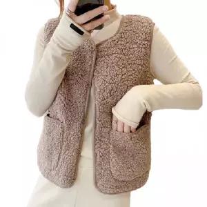 나프커 베이지 후리스조끼 양털 뽀글이조끼 후리스 플리스 간절기 겨울 베스트 수면 김장 실내 이너 조끼
