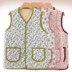 레트로 김장조끼 할머니조끼 겨울옷 실내복 레트로할매조끼 꽃무늬조끼 겨울조끼 모 누빔 재킷 융털 김장