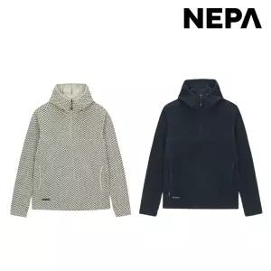 네파 공용 패턴 플리스 하프 집업 후드티셔츠 7KF6003_US 329215