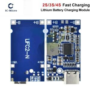 Type-C USB 2S 3S 4S BMS 4.5V-15V 18W 2A 리튬 배터리 충전 모듈 지원 QC 고속 온도 보호 기능 포함