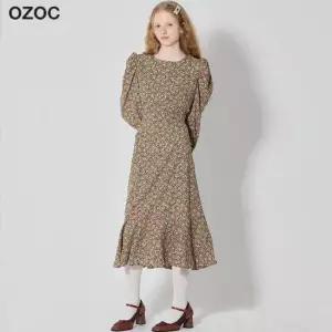 [오조크(OZOC)] 퍼프 소매 플로럴 원피스 (택가격 87000원)