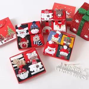크리스마스 캐릭터 양말 선물 세트 4P/학생/선물용/성탄절/학교/겨울/어린이집/유치원/아동/키즈/어린이