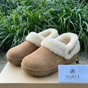 크록스 클래식 언퍼게터블 스웨이드 클로그 털 샌들 세피아 블랙