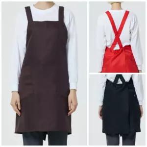 (색상:네이비)4색 1개 X형 랩앞치마 무지 가벼운 식당 업소남자 업소용 홀서빙 단체 주머니 유니폼 음식점