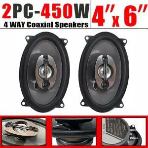 1쌍 450W 4x6인치 4웨이 차량용 HIFI 동축 스피커 자동차 도어 오디오 음악 스테레오 트위터 미드우퍼 풀레