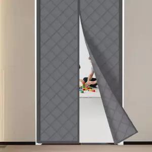 외풍차단커튼 자석흡착 단열 방풍막 210cm 회색 생활방수 현관문 방문 베란다