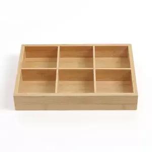 소품정리함 공간박스 6칸 대나무 수납보관함 탕비실