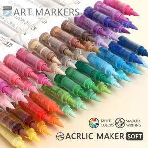 마카펜 9색박스 멀티컬러 아크릴 마커 펜 세트 자동 잉크 제어 브러쉬 팁 아트 페인팅 석재 유리 책 공예용