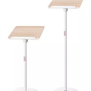스탠딩 높이조절 독서대 각도조절 회전 강연 원목 발표대 화이트 23-70cm