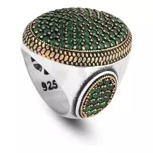 스털링 실버 마이크로 제이드 반지, 스톤 남성용 대형 천연석 그를 위한 선물