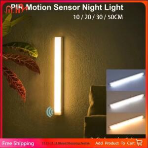 USB 충전식 무선 LED 바 라이트 모션 센서 자석형 야간등 주방용 휴대용 캐비닛 램프