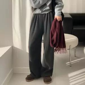 [코코블랑] 폭닥 핀턱 기모 와이드 밴딩팬츠