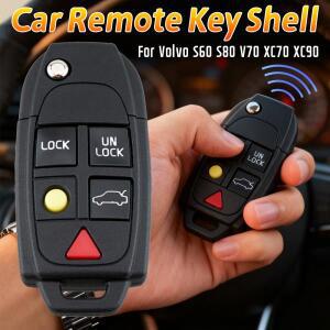 볼보 S60 V70 XC70 자동차 리모컨 키 쉘 교체 5버튼 플립 폴딩 케이스 블랙