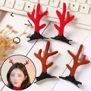 루돌프 머리핀 한쌍 2개 크리스마스 삔 헤어 핀 머리 악세사리 장식 집게핀 헤어핀 집게