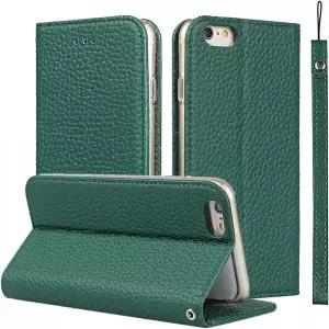 iCoverCase 정품 가죽 지갑 케이스 6s6용 손목 스트랩 카드 홀더 자석 잠금 거치대 초록색