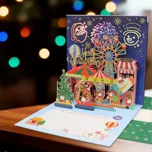 마음담아 고급 크리스마스 입체 팝업 캐롤 뮤직 멜로디 카드 2종