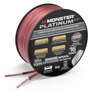 Monster 16 AWG 스피커 와이어: 고급 성능 XP 케이블 100 FT 스풀, 무산소 구리(OFC) 오디오 와이어 구조 - 케이블을 쉽게 분리하고 설치할 수 있습니다