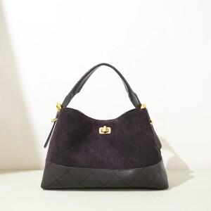 2025년 신상 가을 스웨이드 스플릿 가죽 토트백 퀼팅 작업용 출퇴근 가방 넉넉한 숄더 크로스바디 핸드백