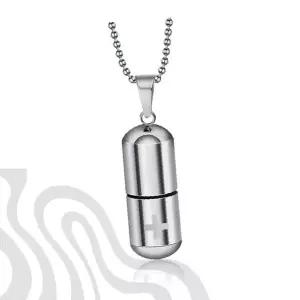 스테인리스 캡슐 목걸이 십자가 패턴 알약케이스 향수 보관함 펜던트 체인 액세서리 남녀공용