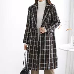 헤링본 타탄체크 누빔 울 롱코트_M2111CT701D