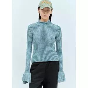 아크네스튜디오 하이넥 러플 커프스 리브 니트 스웨터 A60503-AAT