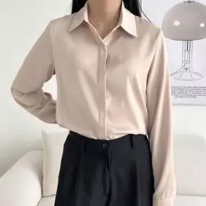 [하프클럽/]세련된 페미닌 데일리 트렌드여성용 실크 새틴 드레스셔츠