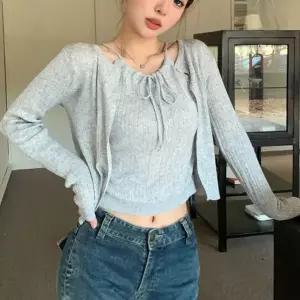 [하프클럽/]스탠다드 데일리 우먼 홀터넥 머스트해브 풀오버오픈니트 셋업