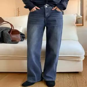 [2가지기장]겨울한파 걱정없는 스판짱 히든밴딩 와이드 데님 팬츠 85530 빅사이즈 여성의류