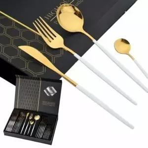 고급 XF71SN89 화이트골드 정성 스텐 고품질 커트러리 24P 선물