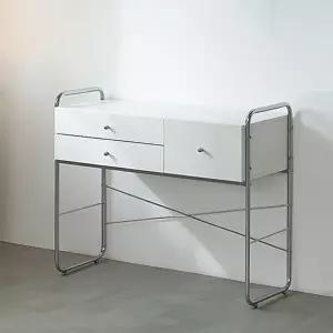 [인터데코]감각적인 화이트 스틸 화장품 서랍 수납 화장대 100cm TP1111