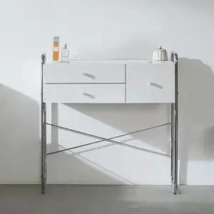 [인터데코]감각적인 화이트 스틸 화장품 서랍 수납 화장대 80cm TP1108