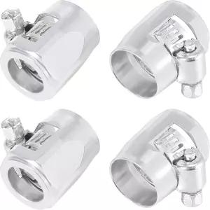 X AutoHOX 4pcs AN6 헥스 카 호스 피니셔 유연한 고무 파이프 클램프 실버 톤의 오일 연료 수도관용 나사