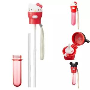 스트로 페트병캡 미키마우스 헬로키티 원터치 물병 빨대캡 뚜껑 (휴대용 케이스 포함)