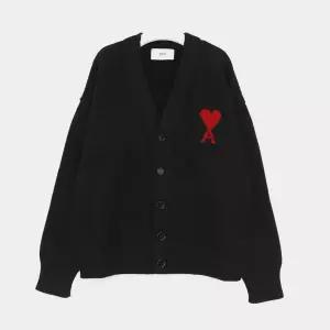 아미 레드 빅하트로고 오버핏 울 공용 가디건 UKC367 018 009