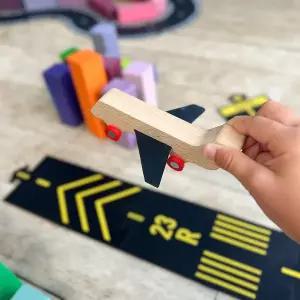 [웨이투플레이] 도로놀이 런웨이 공항놀이 8피스 비행기 1대 발도르프 유아 교구 장난감 유치원