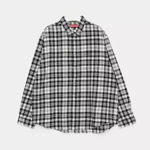슈프림 자수로고 플레이드 플란넬 남성 셔츠 FW25S8 WHITE