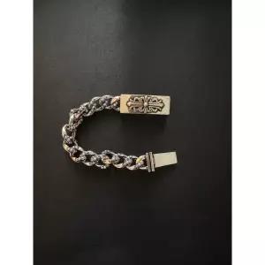 미국 크롬 하츠 스타일 플로럴 고딕 쿠반 링크 팔찌 스테인리스 스틸 22cm 317603688150