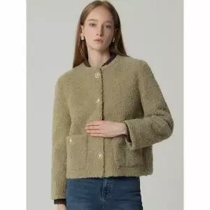 [하프클럽/르오트]양모100 코지 블룸 컬링 부클자켓