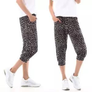 쿨팬츠 아이스바지 냉감 여자 필수 홈웨어 아이스 쿨바지 7부 호피그레이